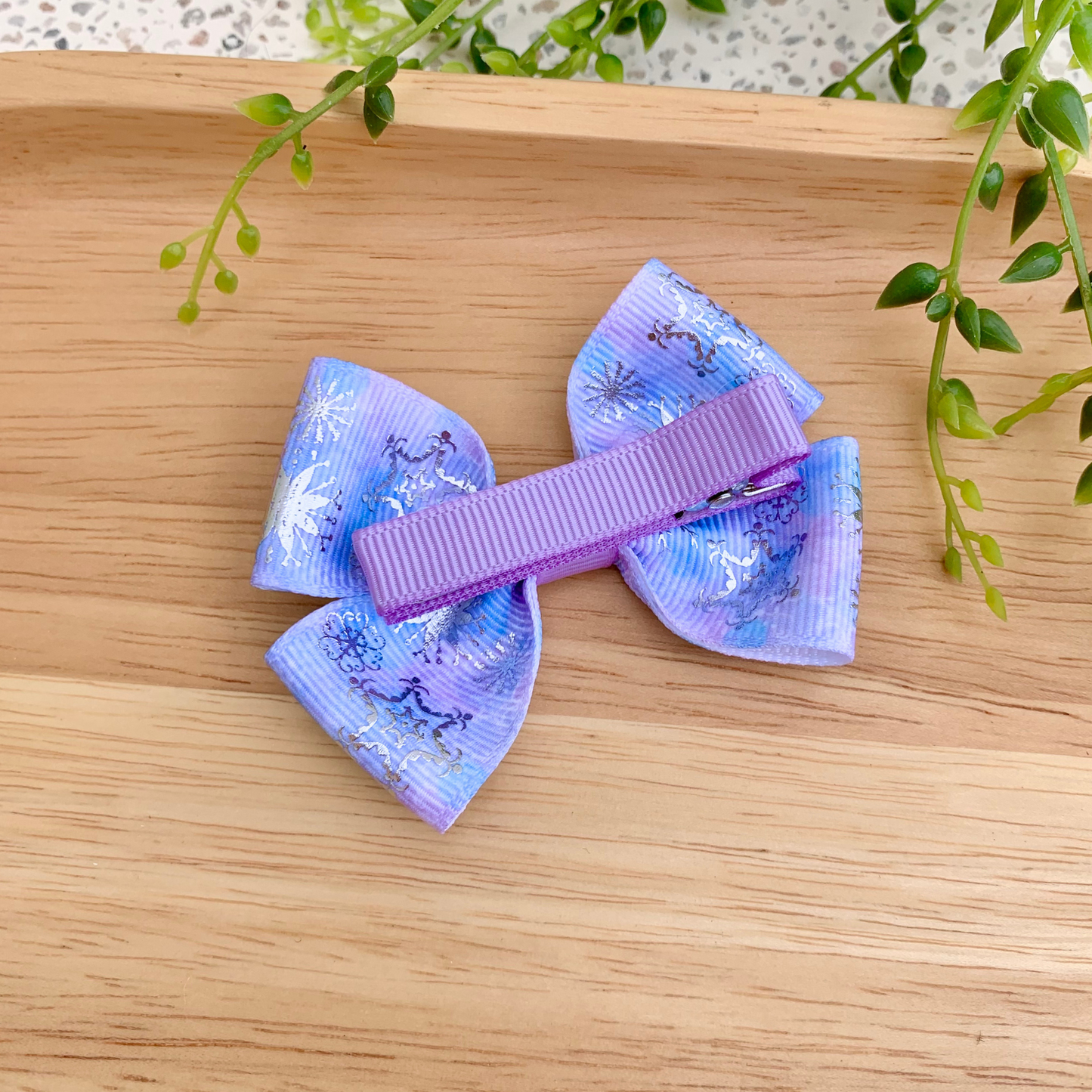 Winter Print Double Bow Hair Clip