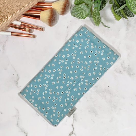 Light Teal Floral Face Washer