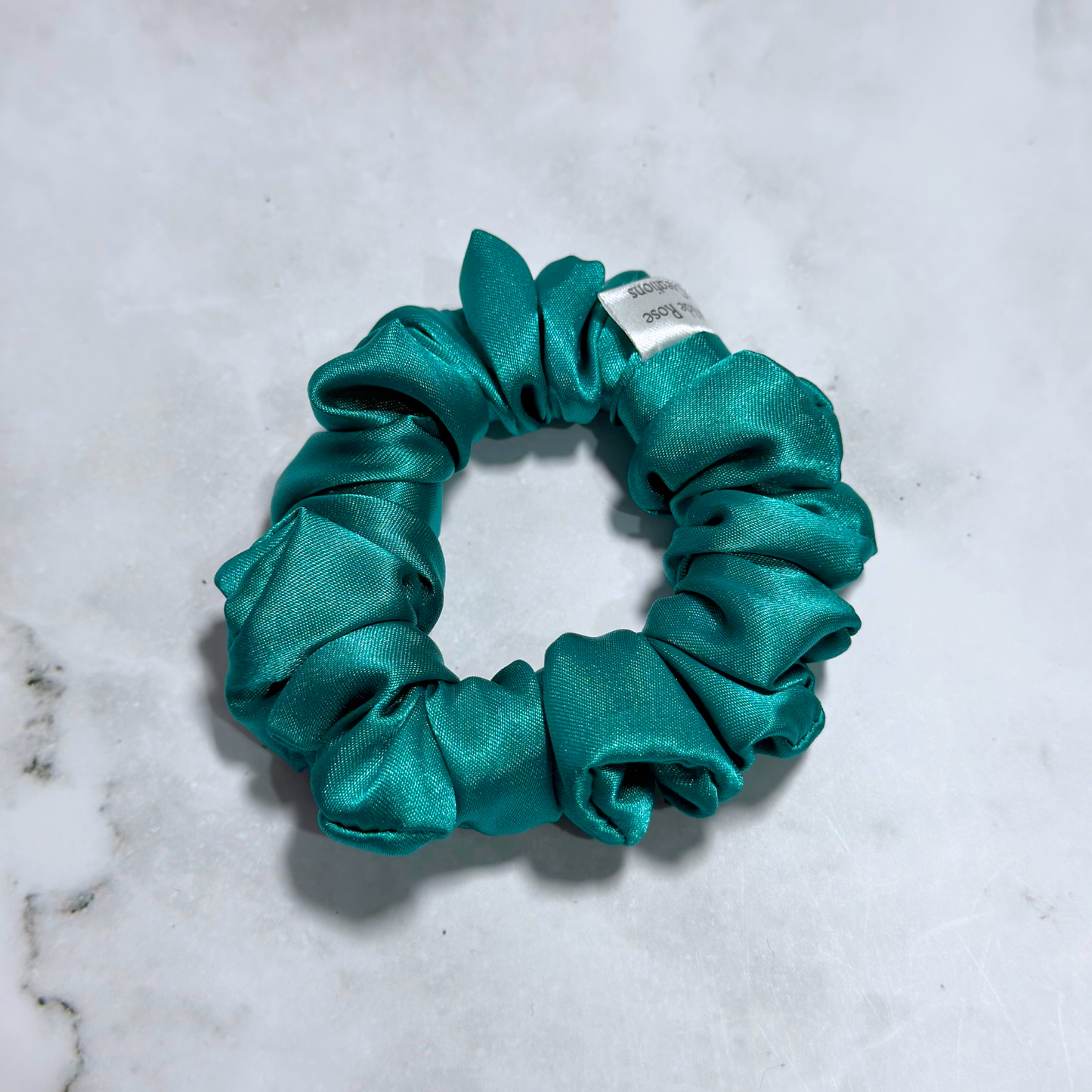 Teal Satin Petite Scrunchie
