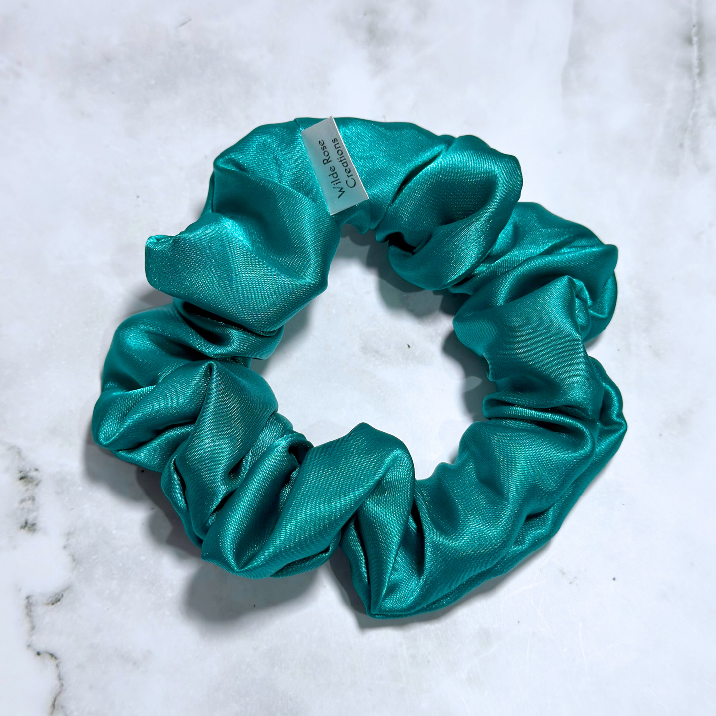 Teal Satin Regular Scrunchie