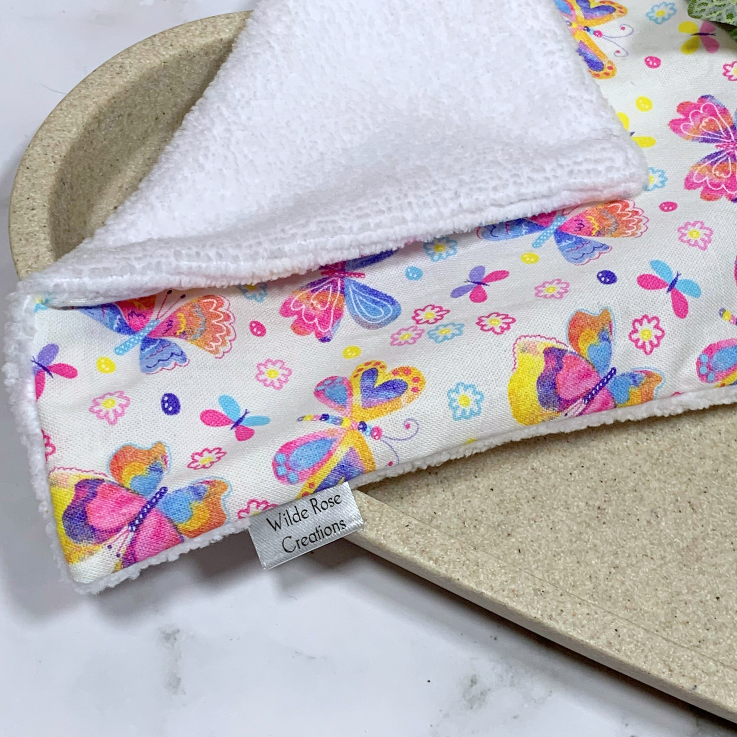 White Butterflies Face Washer