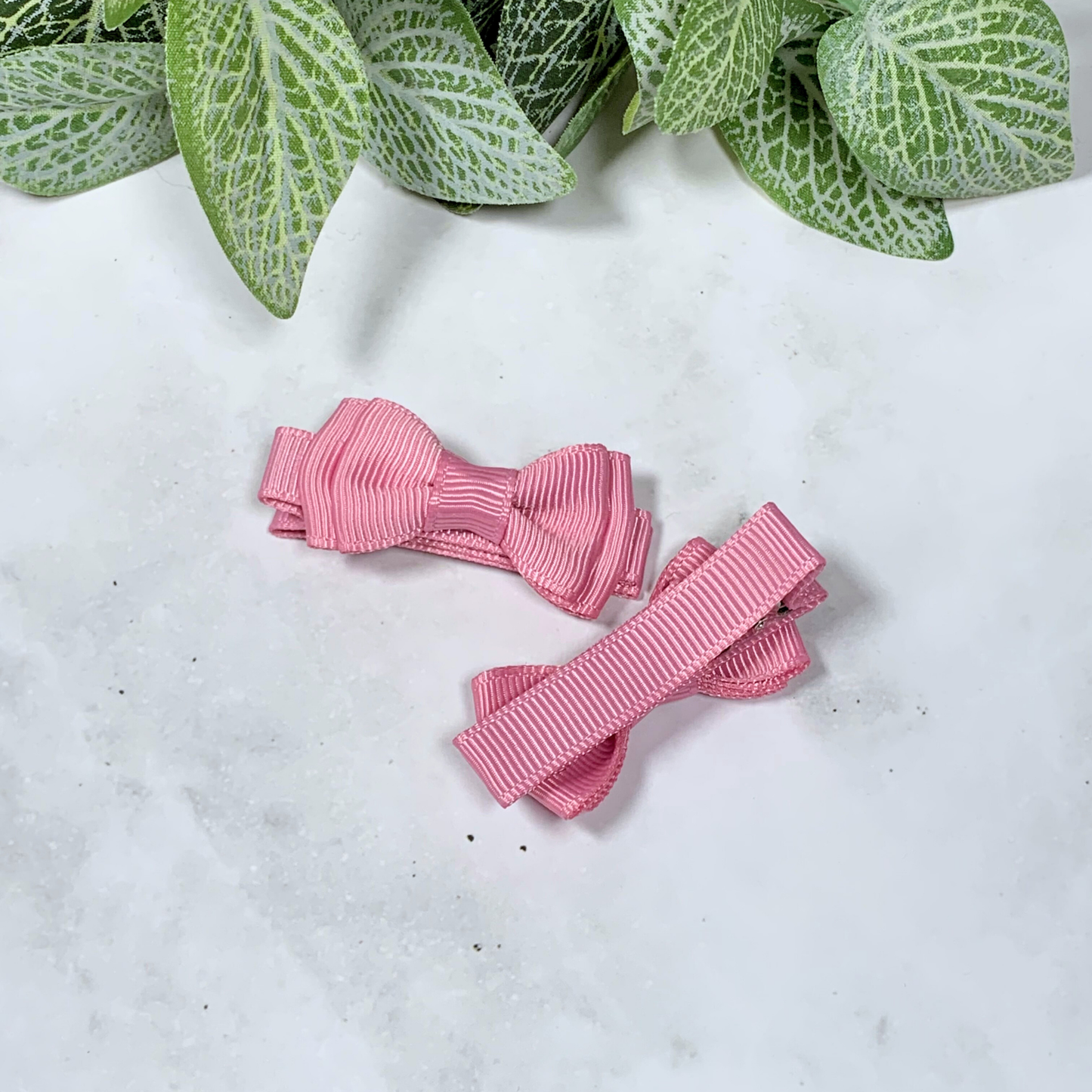 Wild Rose Mini Layered Bow Hair Clips - set of 2