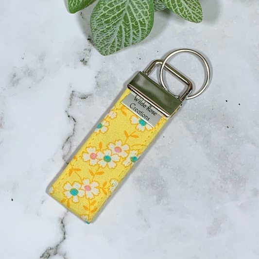 Yellow Floral Fabric Keyring