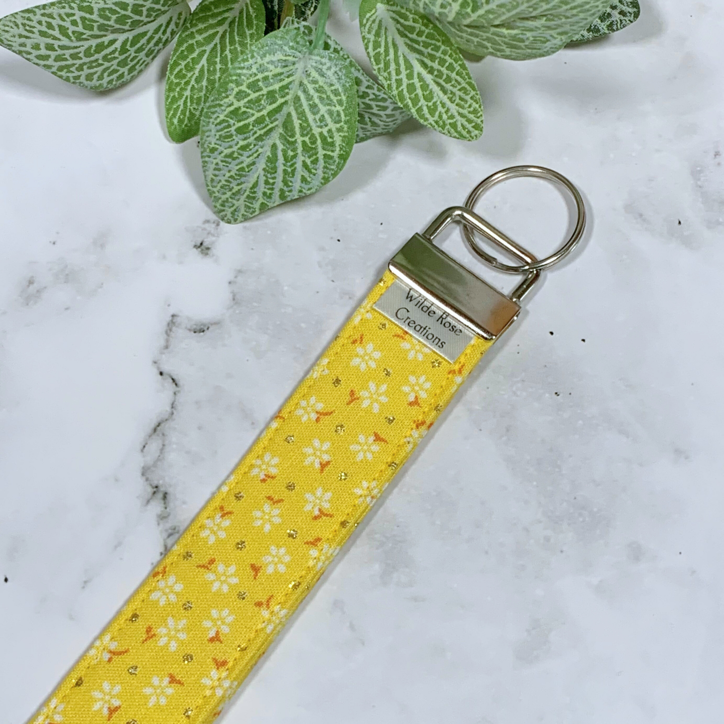 Yellow Floral Print Wristlet