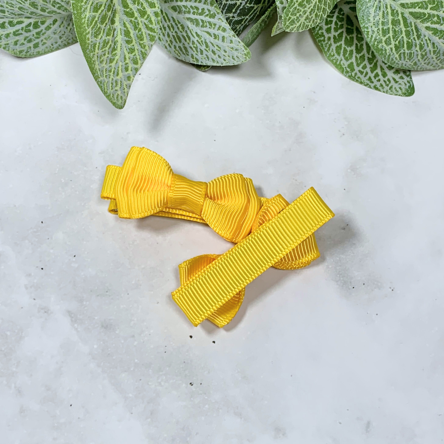 Yellow Mini Layered Bow Hair Clip - set of 2