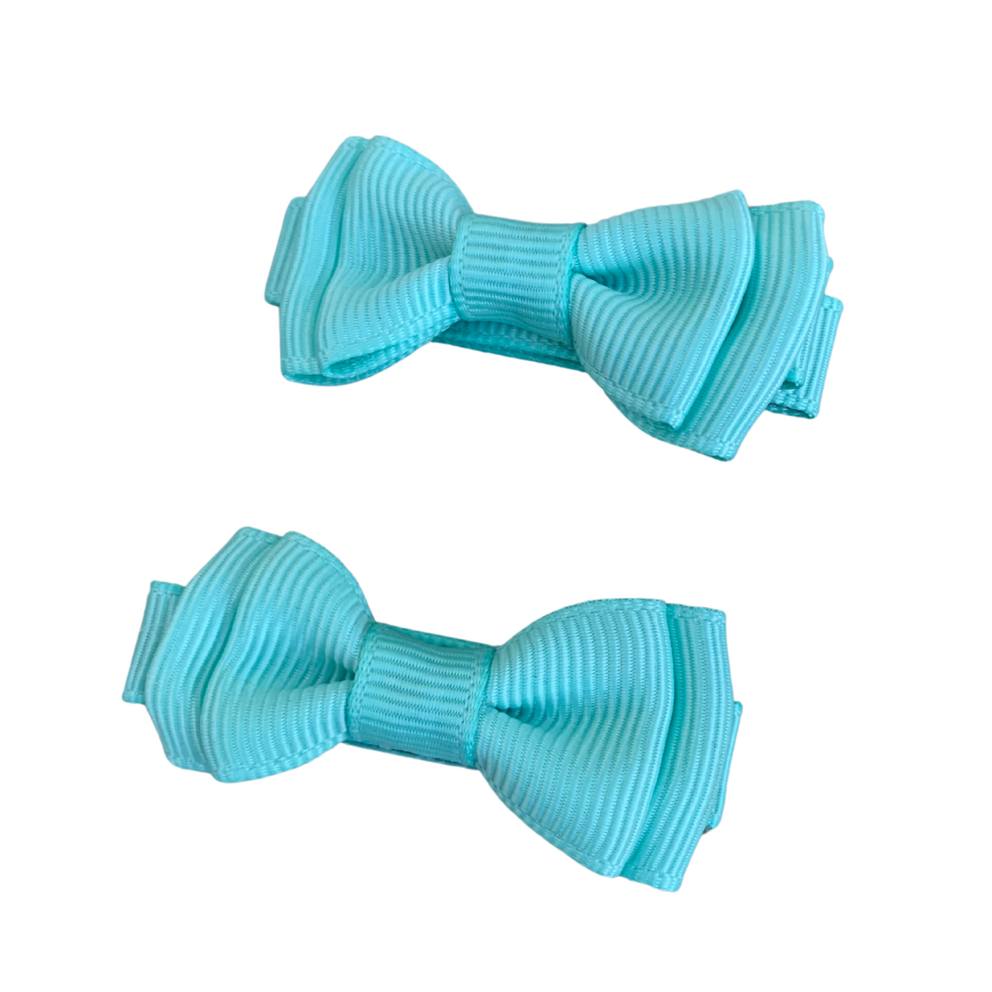 Aqua Mini Layered Bow Hair Clips - 2pk