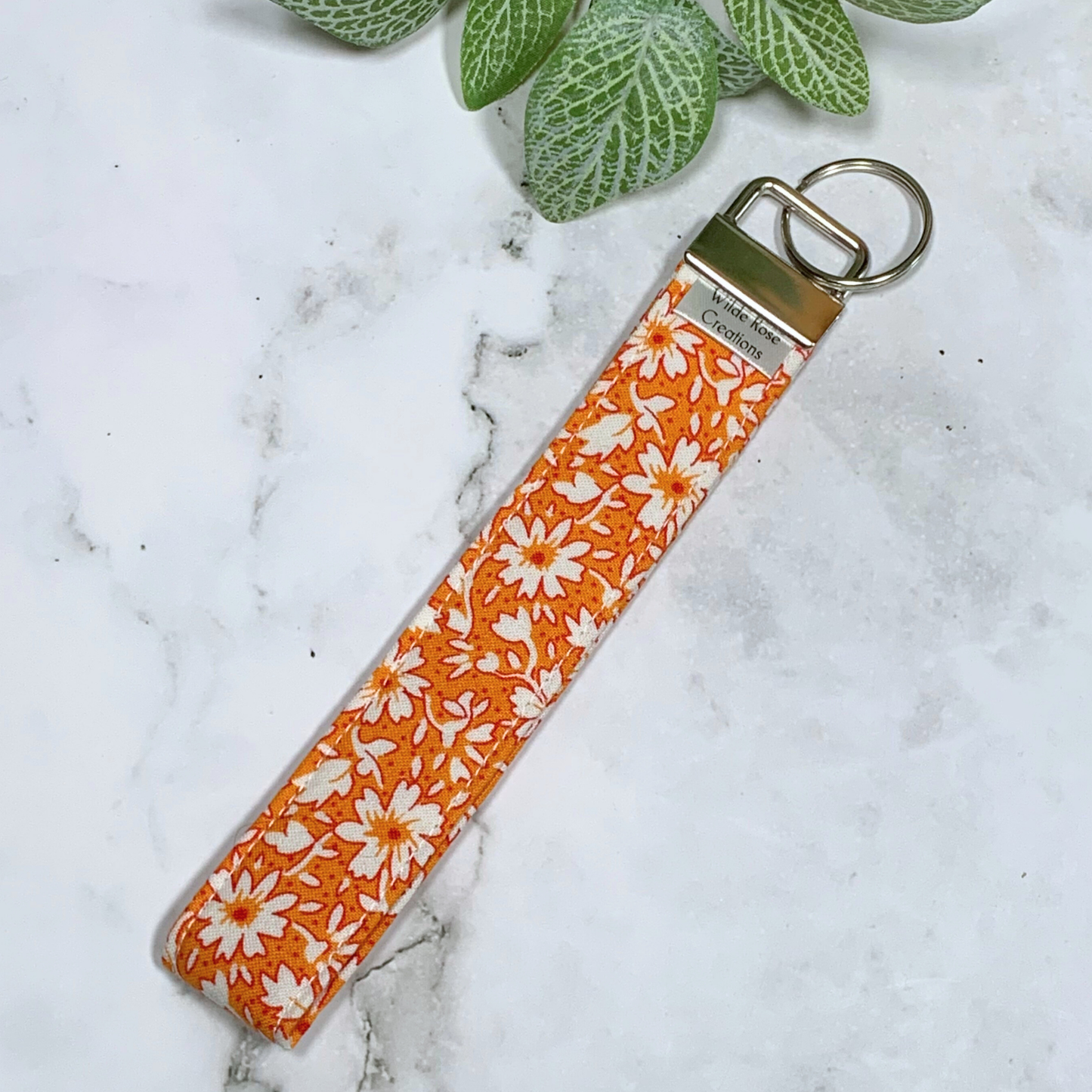 Autumn Orange Floral Wristlet