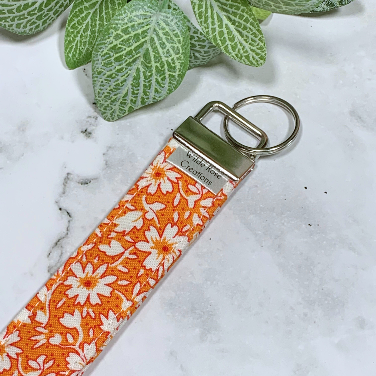 Autumn Orange Floral Wristlet
