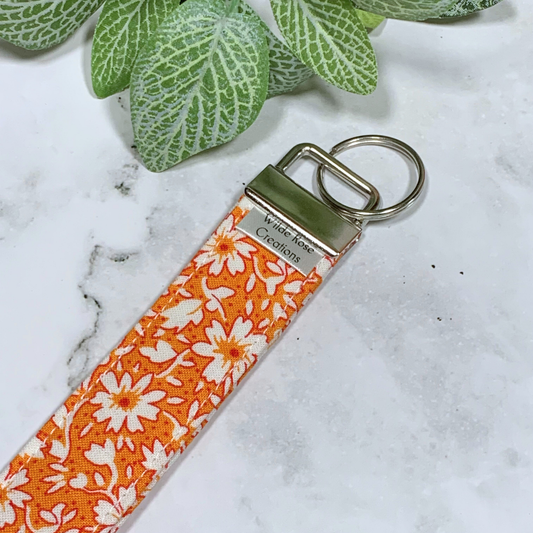 Autumn Orange Floral Wristlet