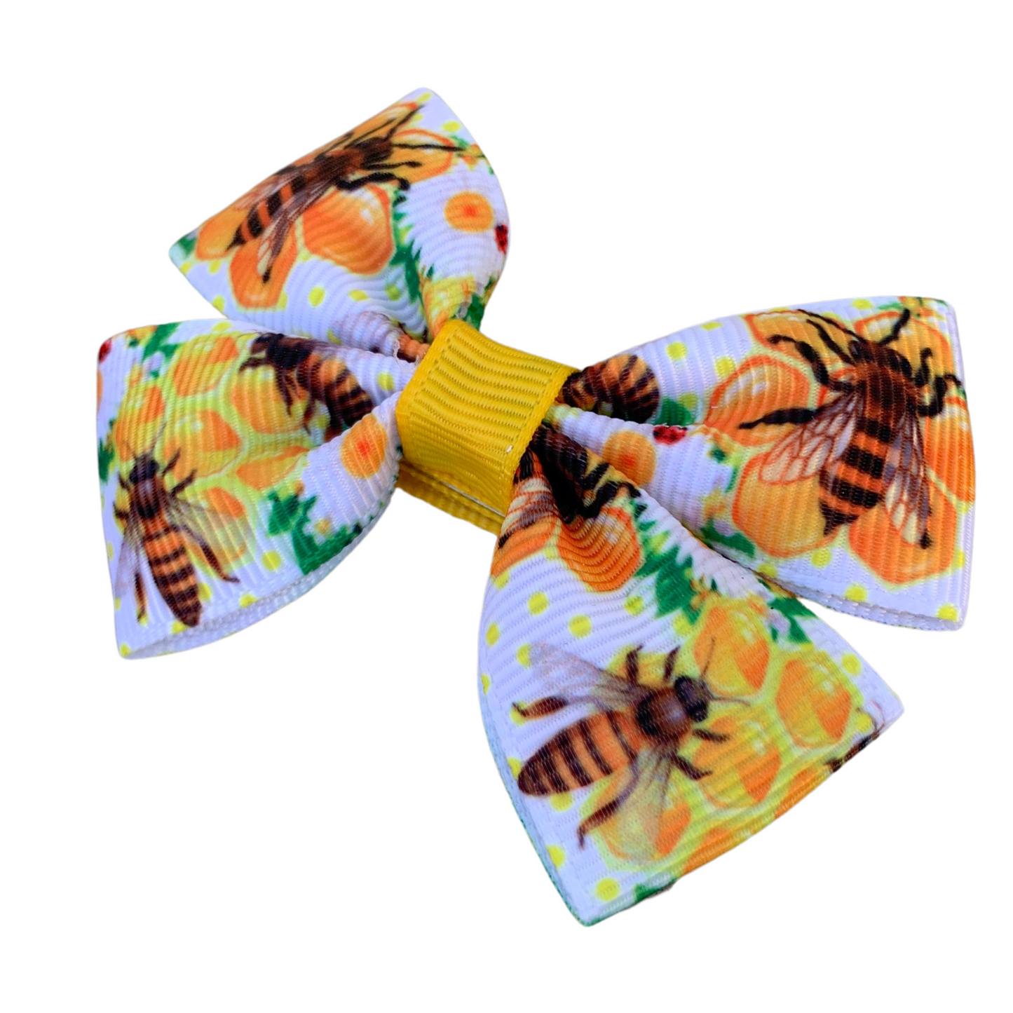 Bee Print Double Bow Hair Clip