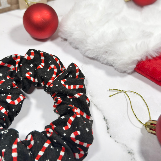 Black Candy Canes Regular Scrunchie