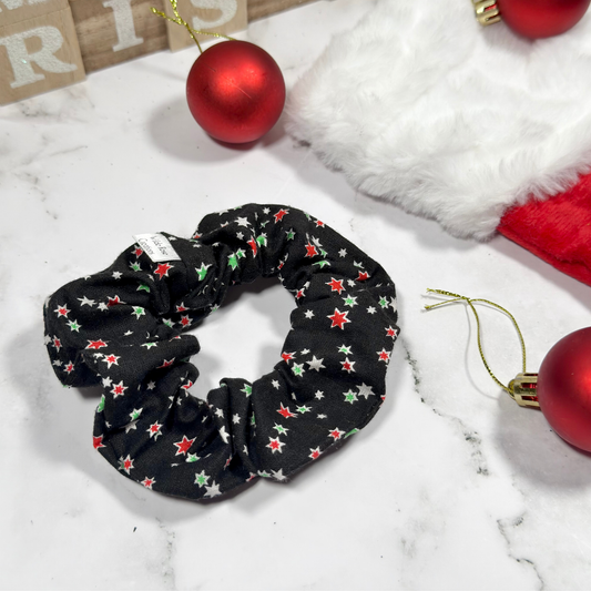 Black Christmas Stars Regular Scrunchie