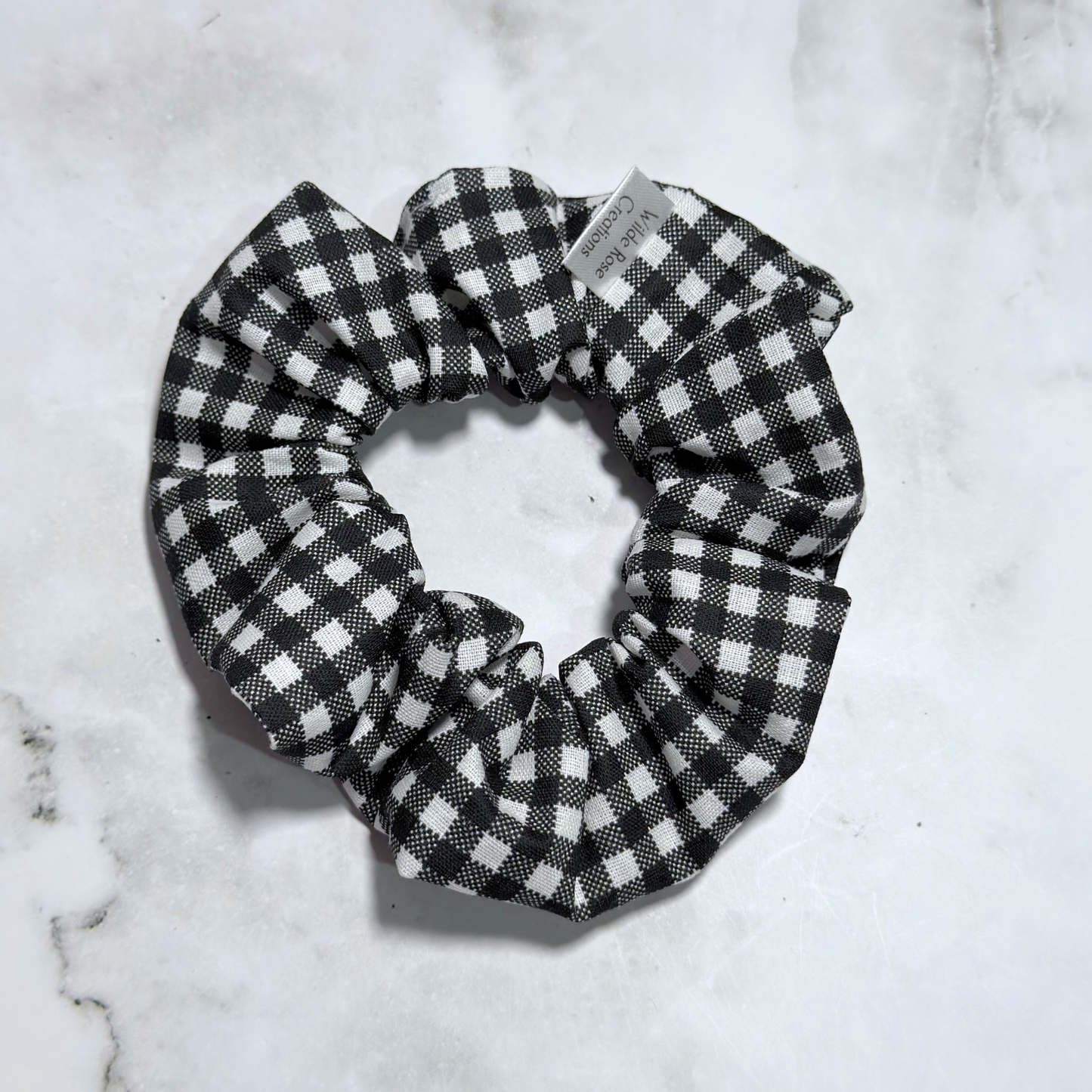 Black Gingham Regular Scrunchie