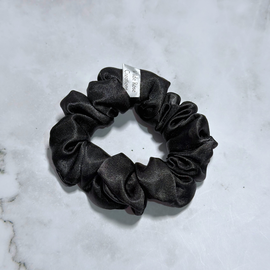 Black Satin Petite Scrunchie