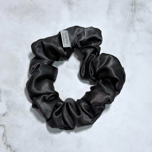 Black Satin Regular Scrunchie
