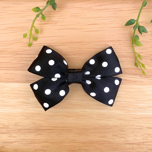 Black Spotty Double Bow Hair Clip