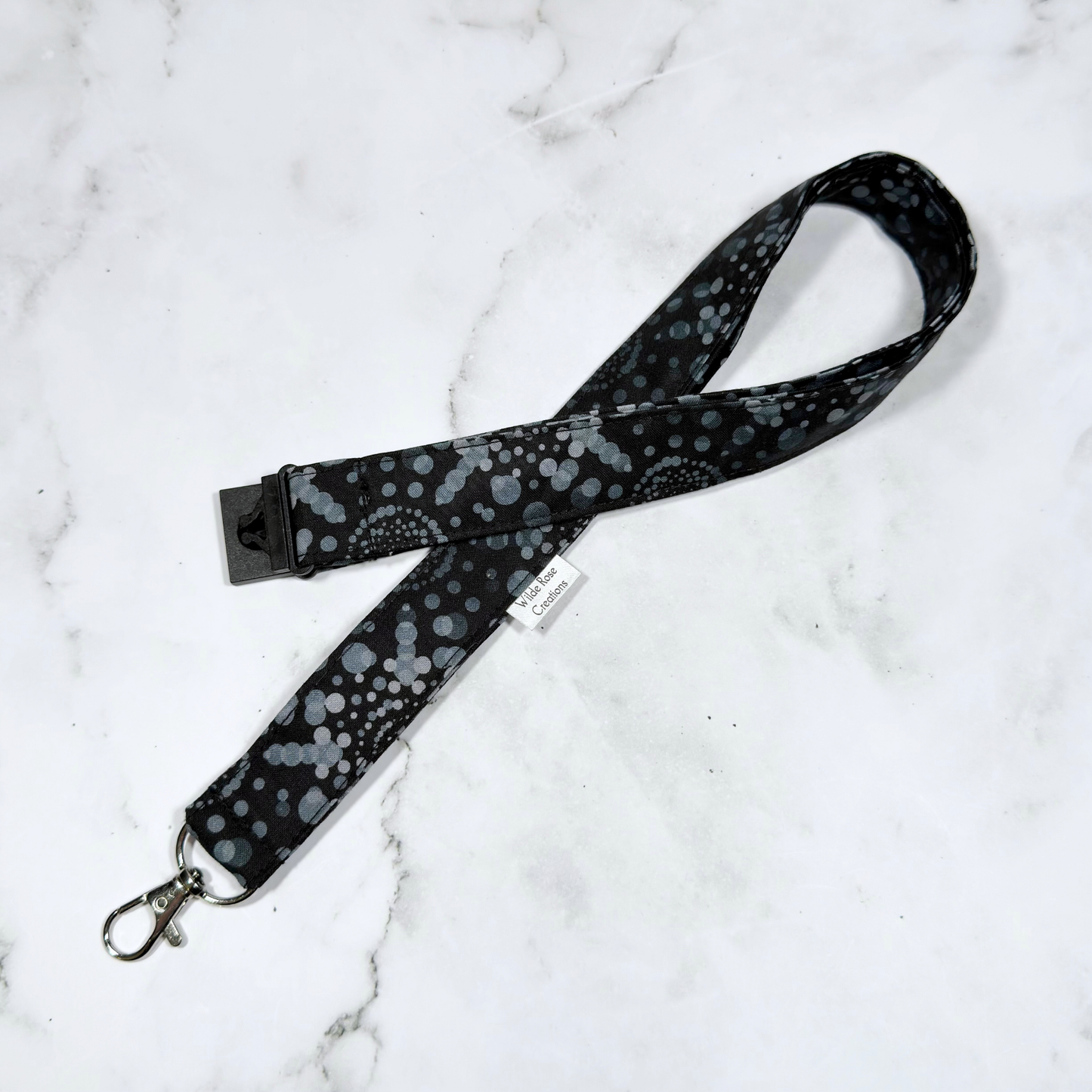 Black & Grey Spots Lanyards with Breakaway Clasp