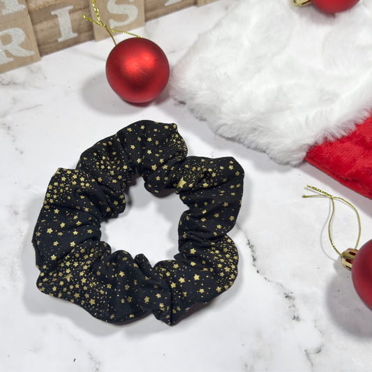 Black with Gold Starburst Regular Scrunchie
