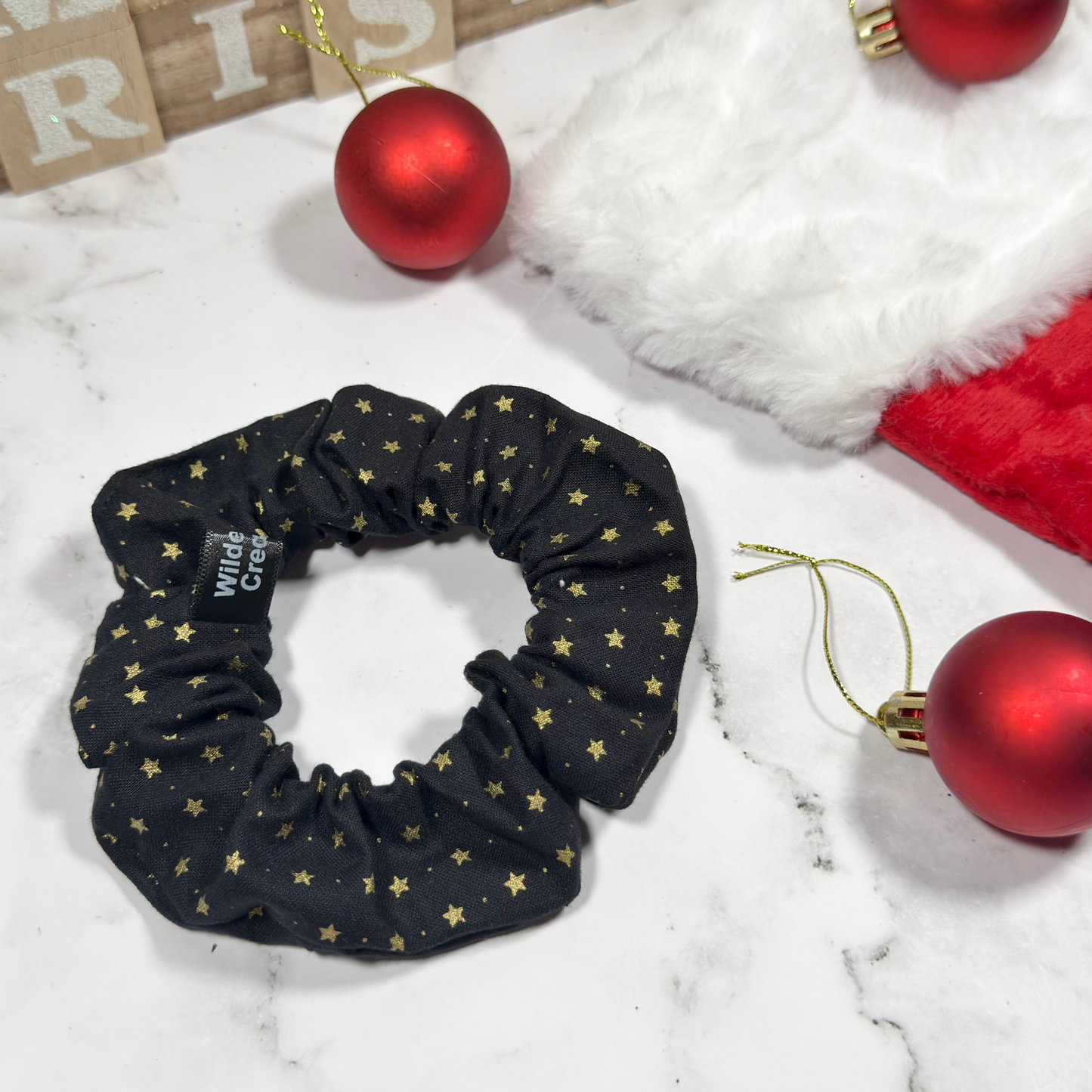 Black with Gold Stars Regular Scrunchie