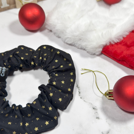 Black with Gold Stars Regular Scrunchie