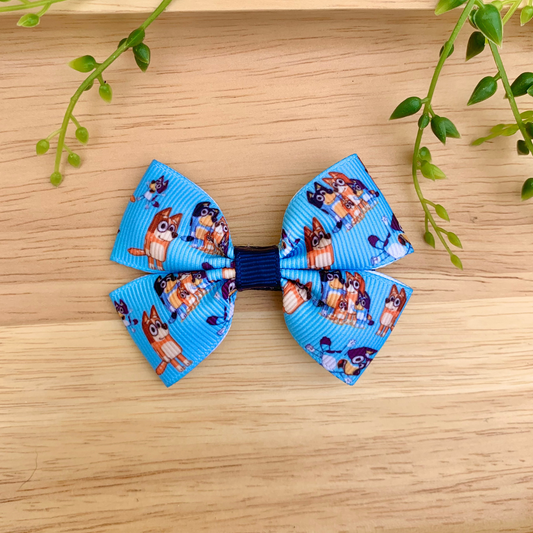 Blue Dogs Double Bow Hair Clip