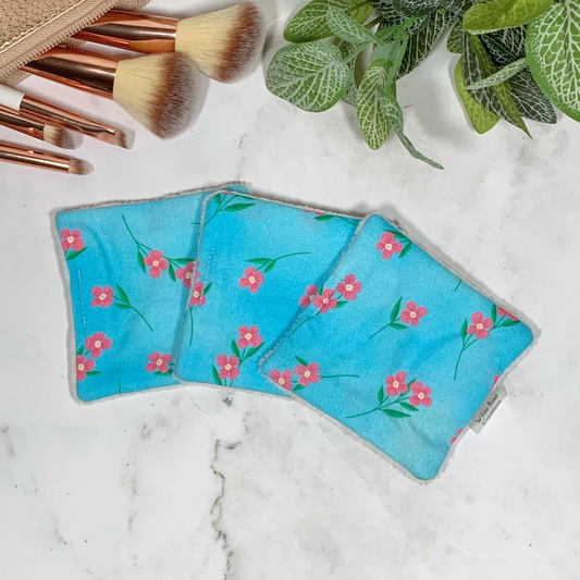 Blue Floral Makeup Wipes 3pk