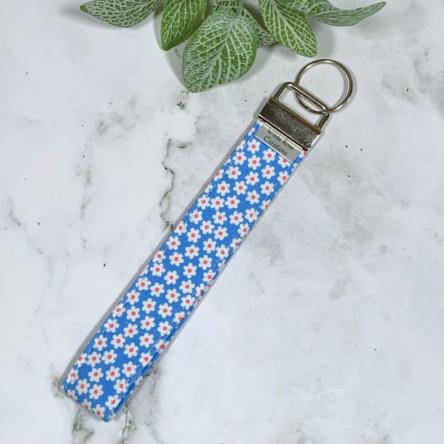 Blue Floral Wristlet