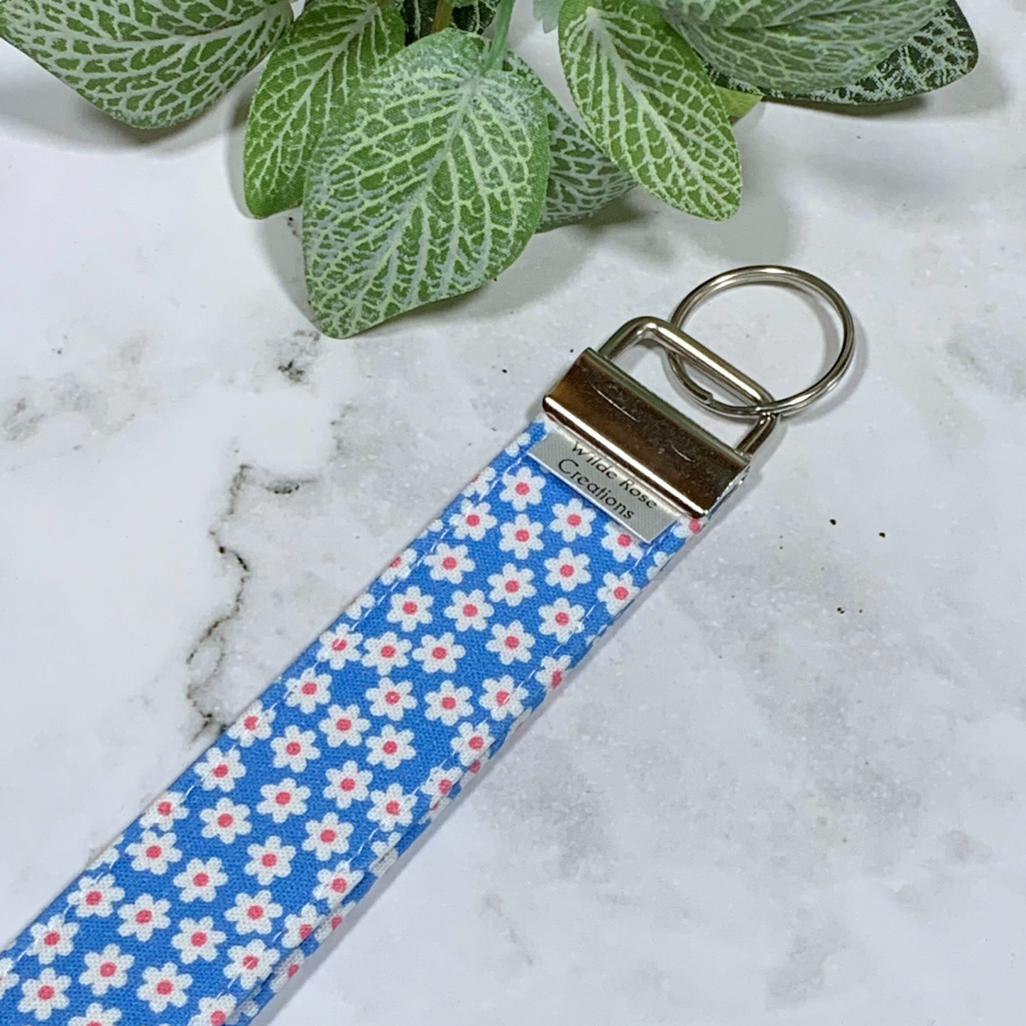 Blue Floral Wristlet