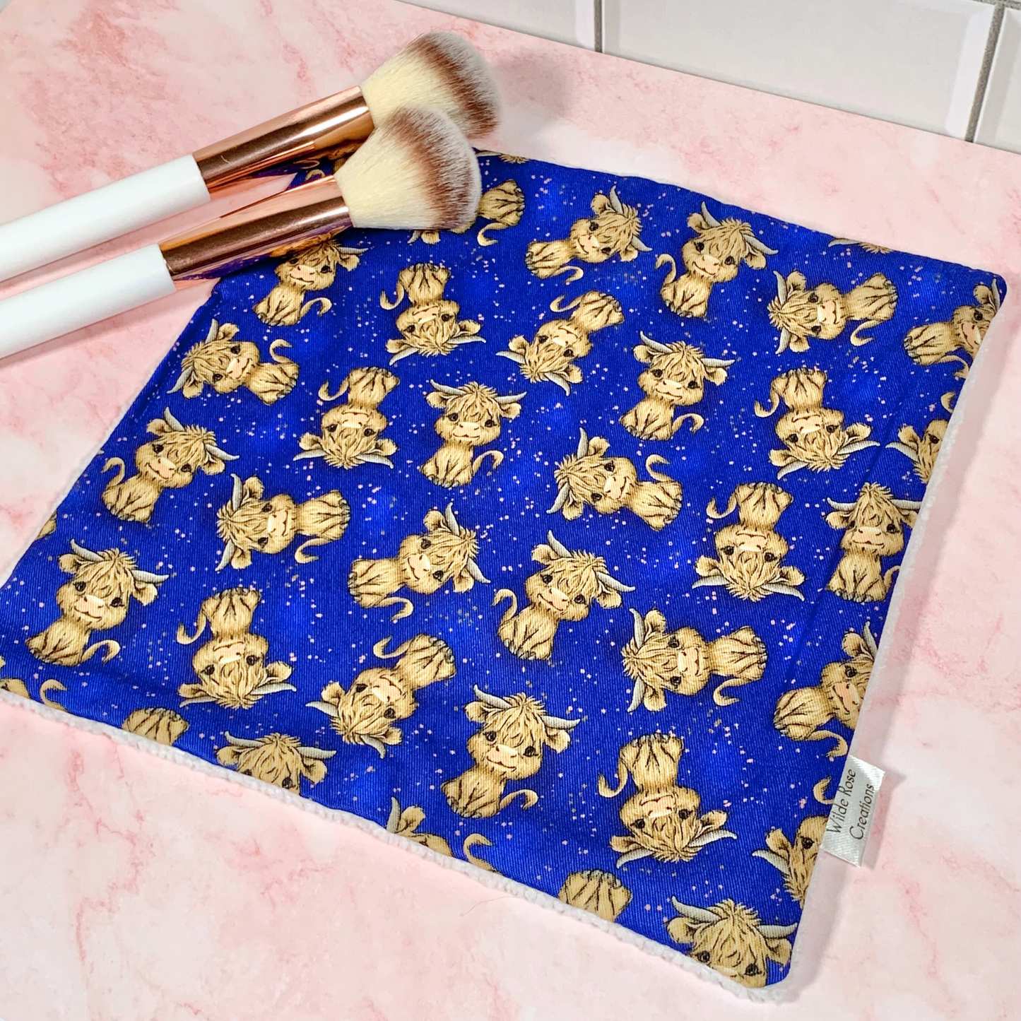 Blue Highland Cow Face Washer