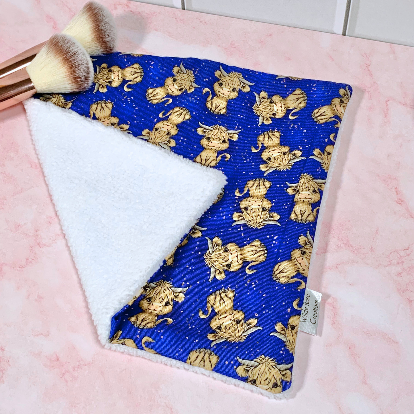 Blue Highland Cow Face Washer