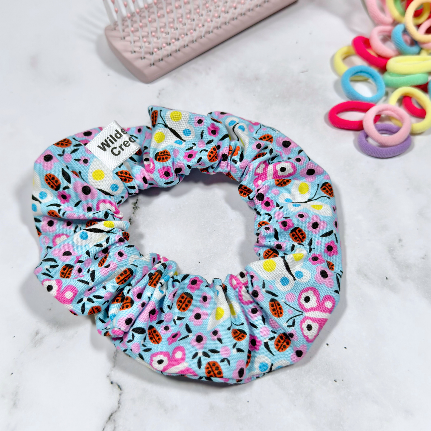 Blue Ladybug & Butterflies Regular Scrunchie