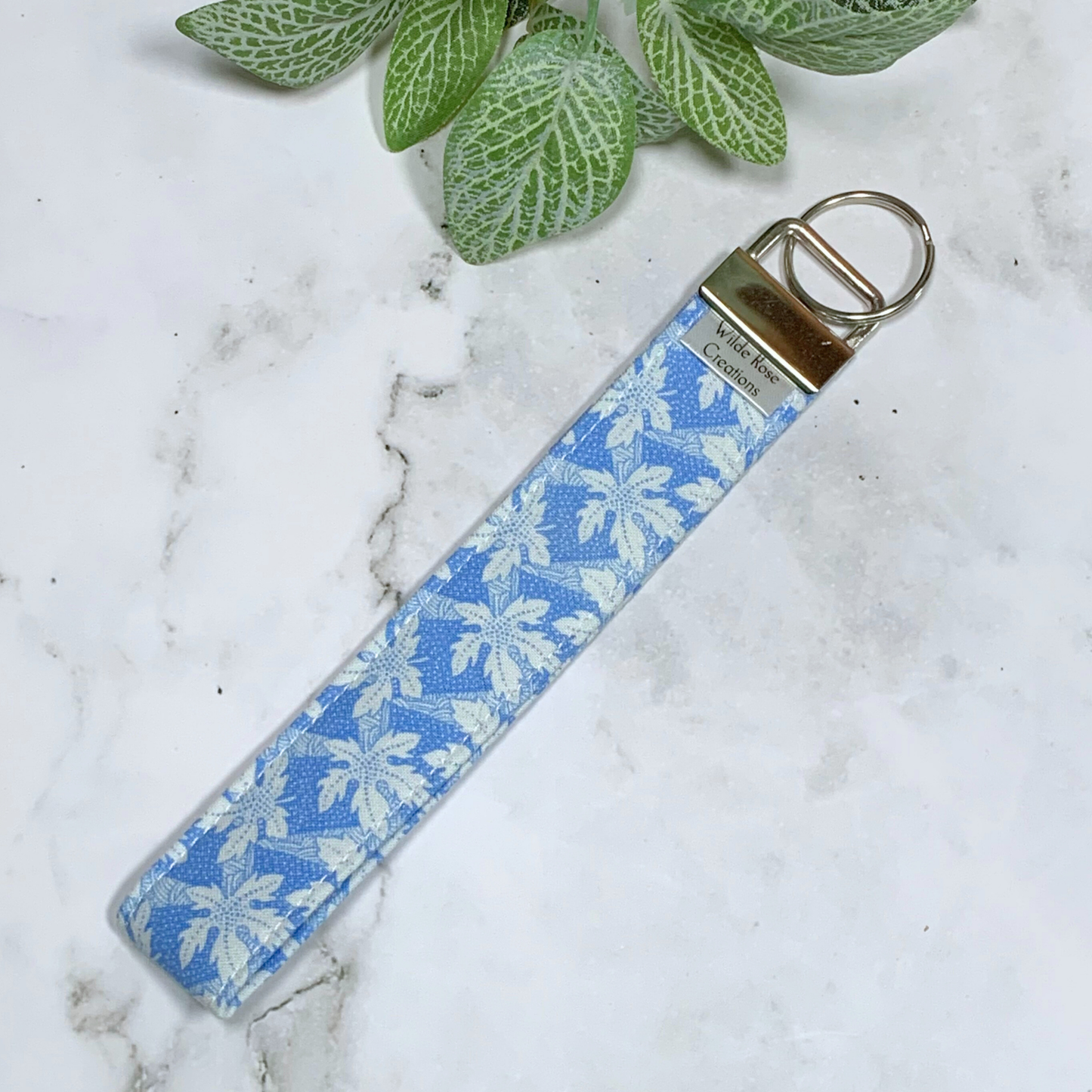 Blue Maple Leaves Wristlet