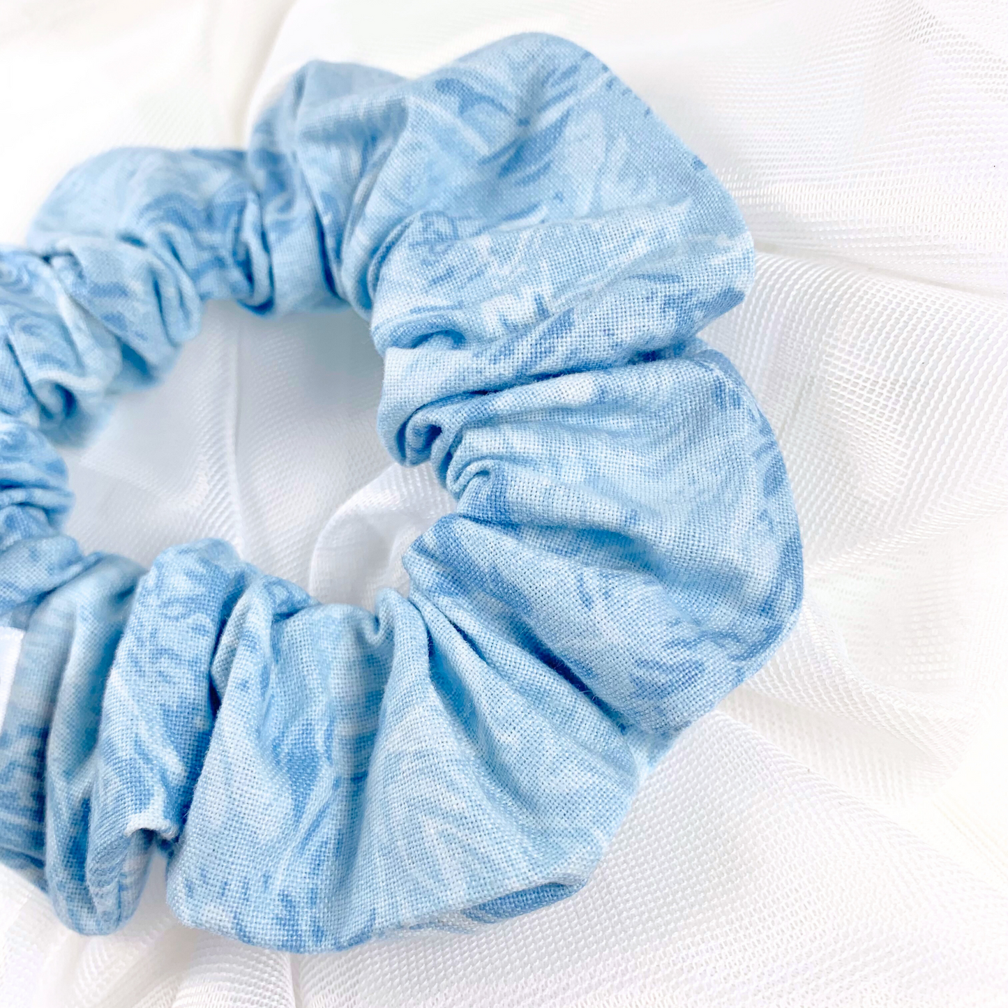 Blue Marble Print Scrunchie