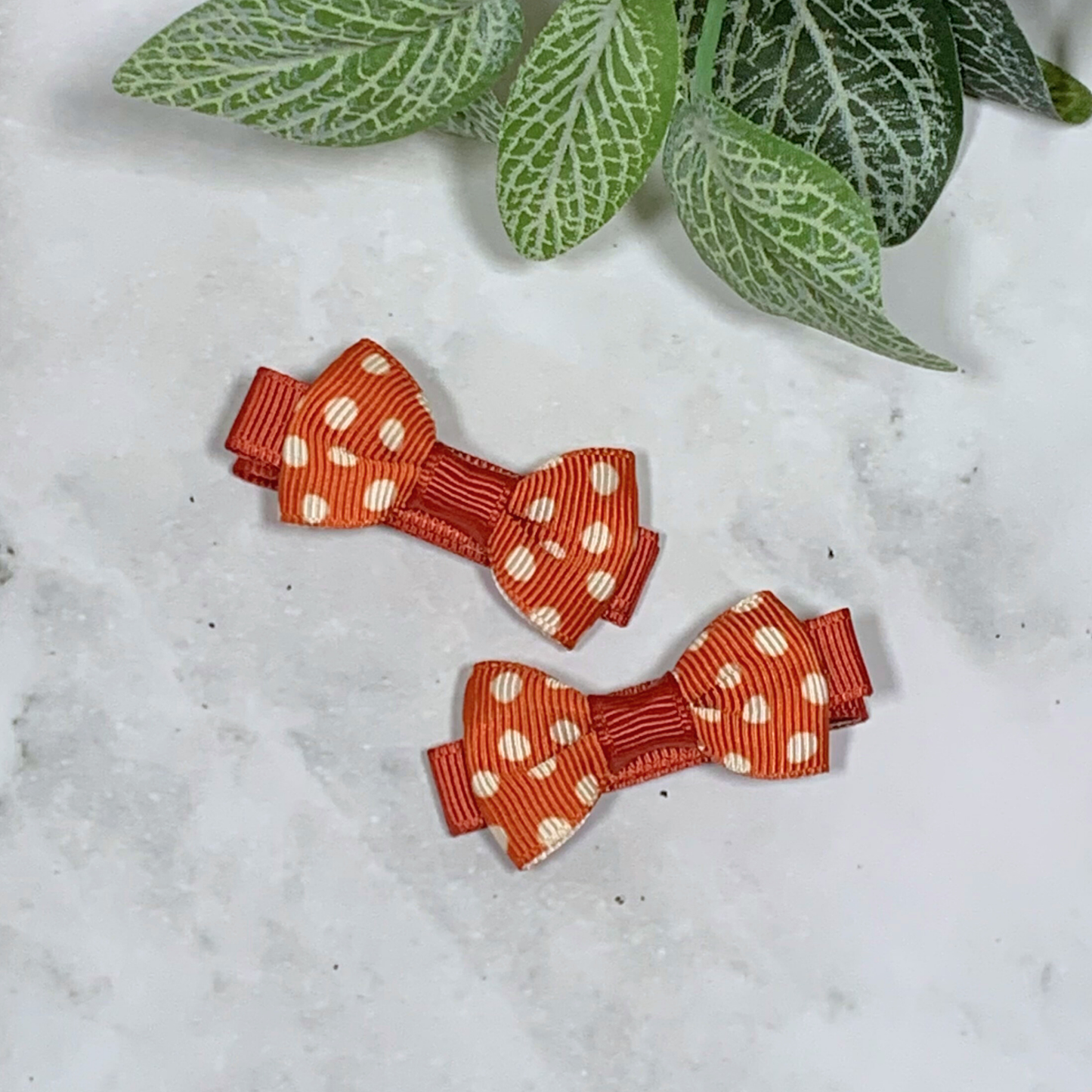 Boho Spots Mini Bow Hair Clips - set of 2