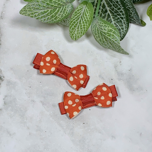 Boho Spots Mini Bow Hair Clips - set of 2