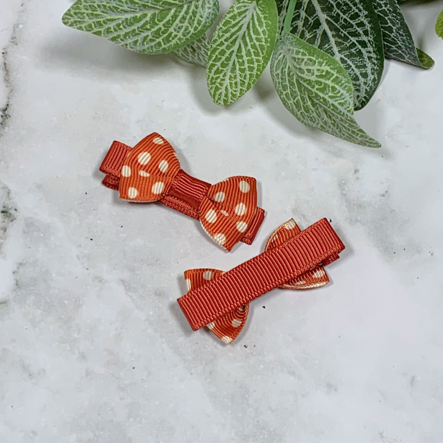 Boho Spots Mini Bow Hair Clips - set of 2