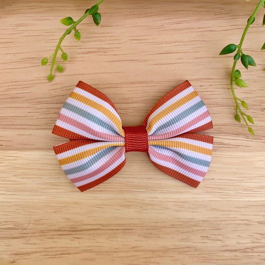 Boho Striped Double Bow Hair Clip