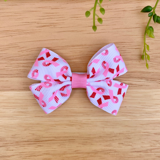 Breast Cancer Ribbon Double Bow Hair Clip