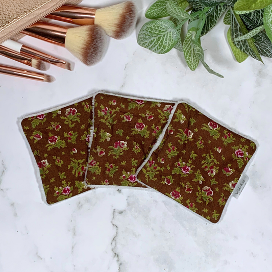 Brown Floral Makeup Wipes 3pk