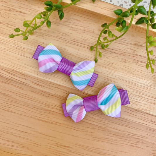 Candy Stripes Mini Bow Hair Clips