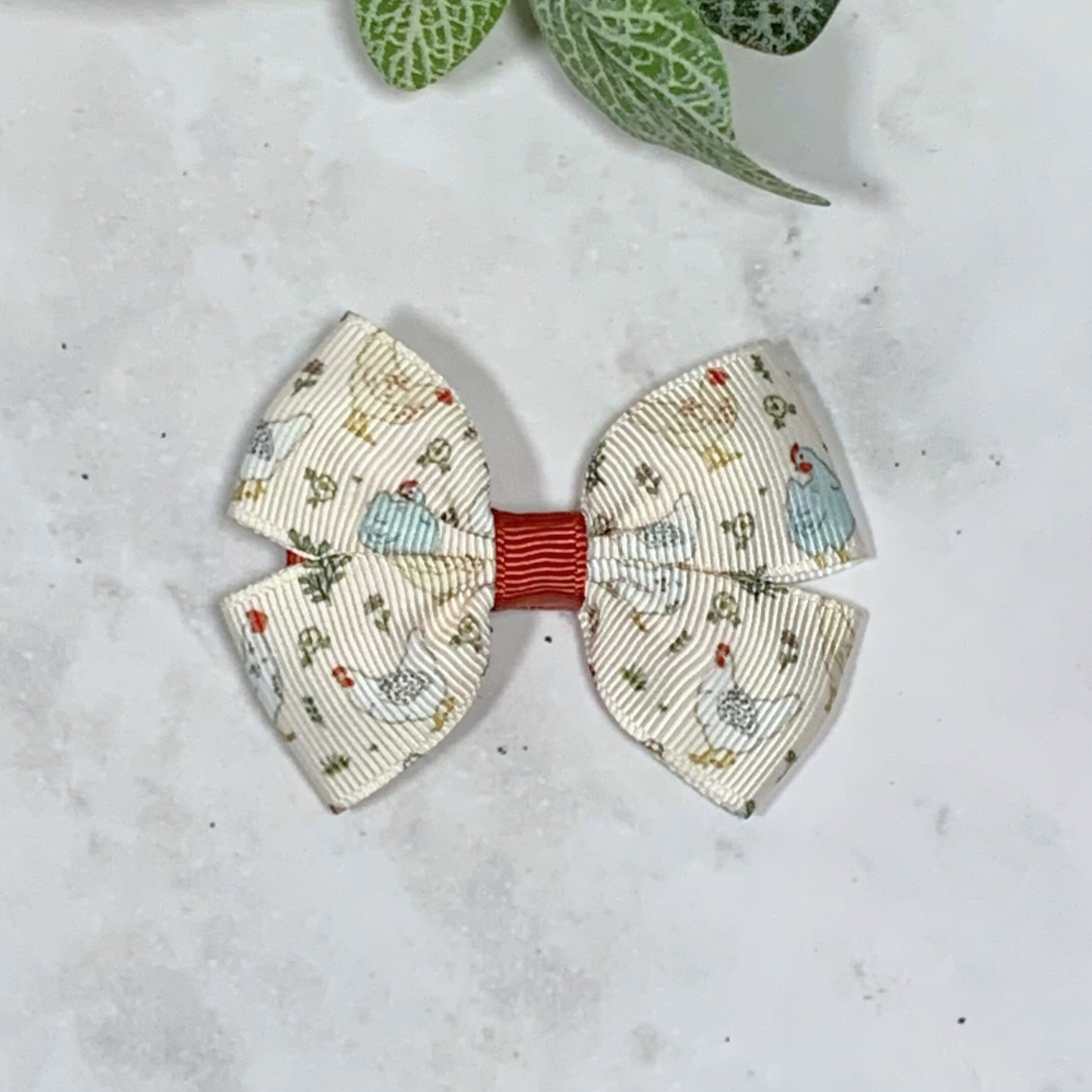 Chickens Small Bow Hair Clip