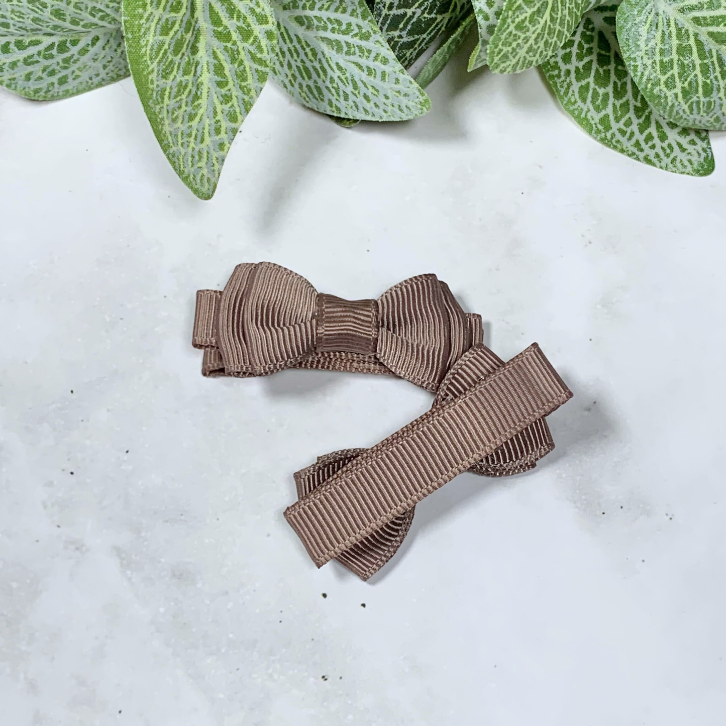 Choc Chip Mini Layered Bow Hair Clips - set of 2