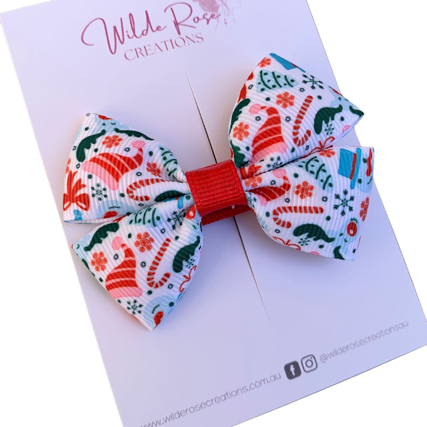 Christmas Spirit Double Bow Hair Clip