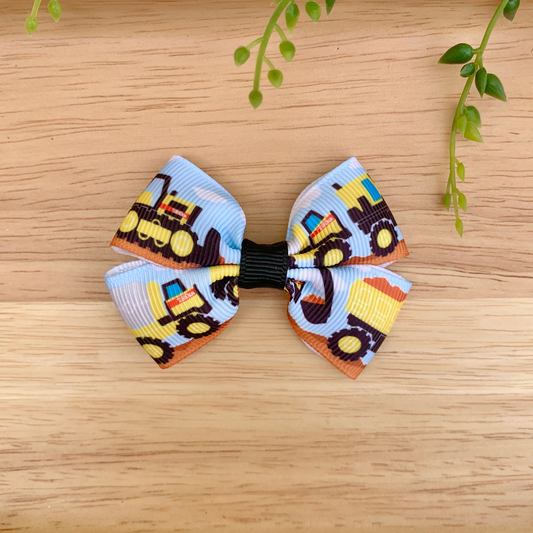 Construction Vehicles Double Bow Hair Clip