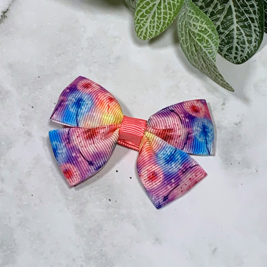 Coral Dandelion Small Bow Hair Clip