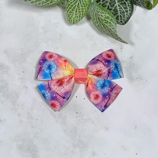 Coral Dandelion Small Bow Hair Clip