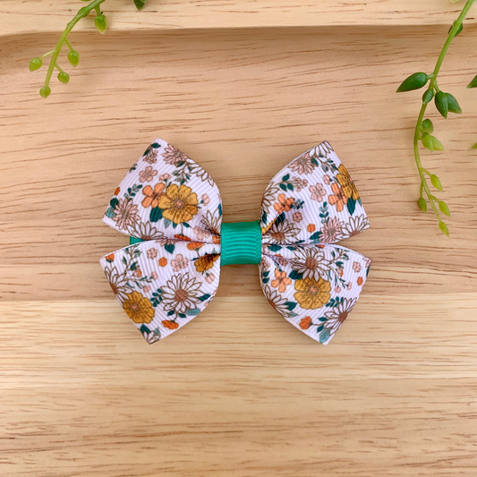 Cottage Floral Double Bow Hair Clip