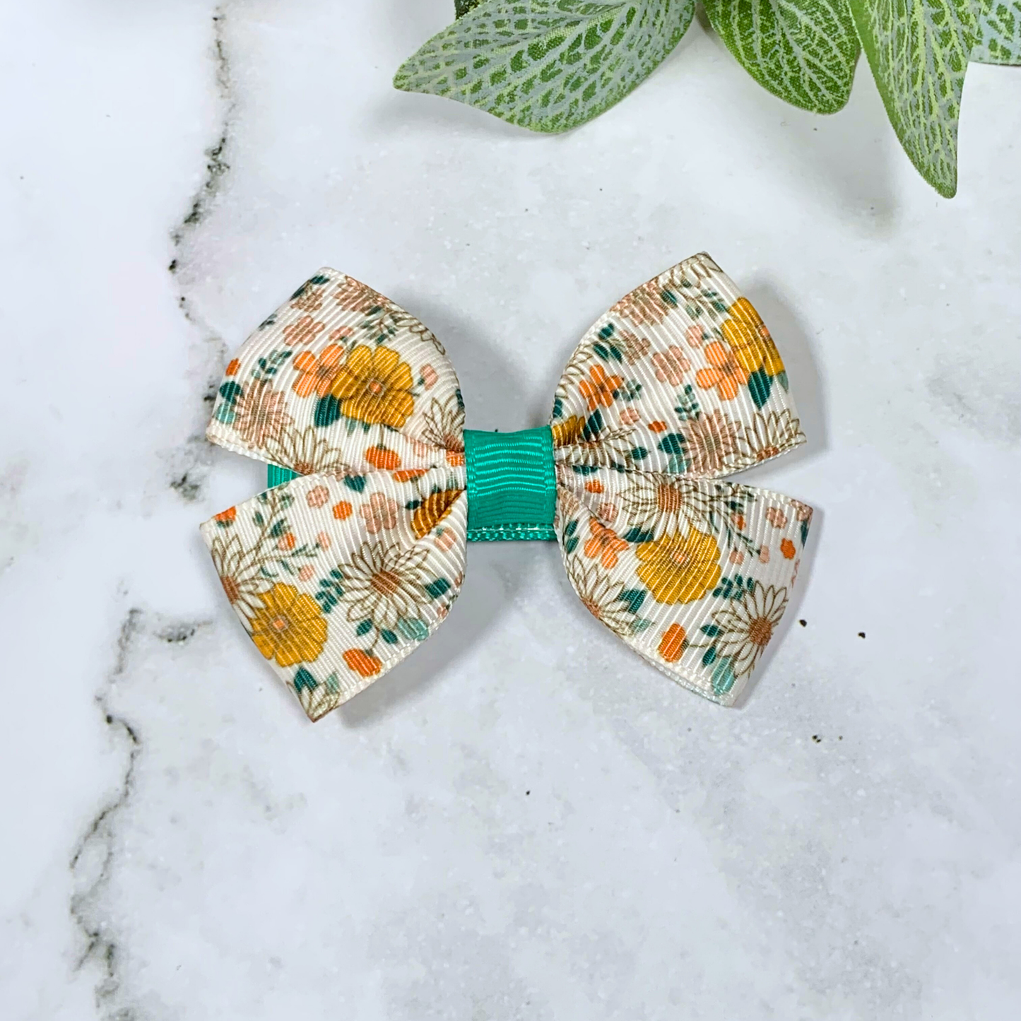 Cottage Floral Small Bow Hair Clip