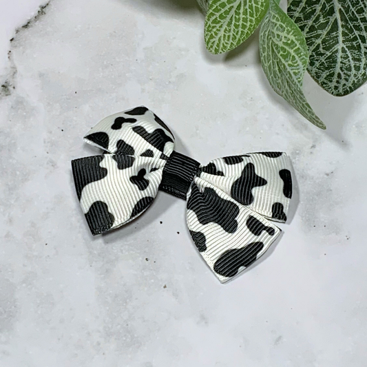 Cow Print Small Bow Hair Clip