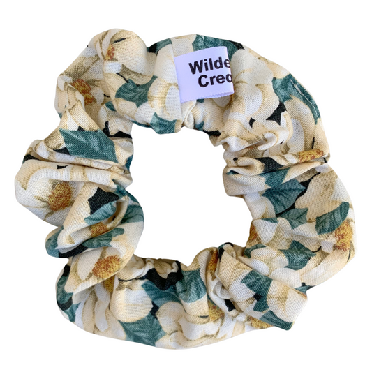 Cream Magnolias Scrunchie